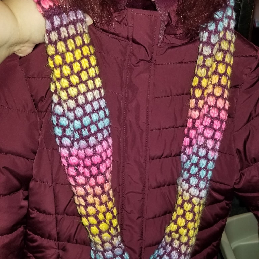 Girls Children'sPlace Burgundy Coat, Hat, Scarf, And Gloves
